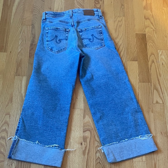 AG SAIGE WIde Leg Crop Blue High Rise Flare Jeans - Picture 12 of 15